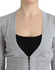 Cavalli Gray cropped wool cardigan