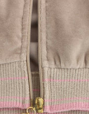 Cavalli Beige velvet zipup sweater