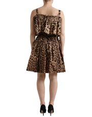 Dolce & Gabbana Brown Leopard Print Sleeveless A-line Dress