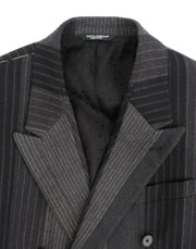 Dolce & Gabbana Gray striped wool stretch blazer