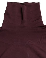 Dolce & Gabbana Maroon Viscose Turtleneck Pullover Sweater