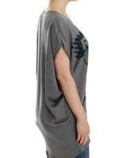 Costume National Gray V-neck long t-shirt