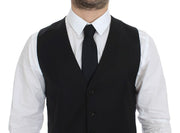 Dolce & Gabbana Black Wool Silk Stretch Dress Vest Blazer