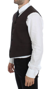 Dolce & Gabbana Brown Cotton Blend Dress Vest Gilet