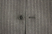 Dolce & Gabbana Gray Striped Wool Logo Vest Gilet Vests
