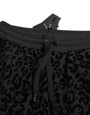 Dolce & Gabbana Black Leopard Cotton Slim Fit Jogger Pants
