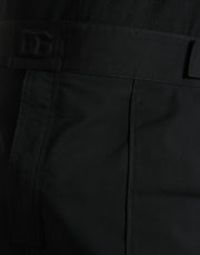 Dolce & Gabbana Black Polyester Logo Straight Pants