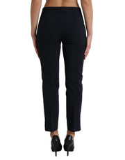 Dolce & Gabbana Blue Mid Waist Tapered Cropped Pants