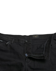 Dolce & Gabbana Black Cotton Stretch Bermuda Denim Shorts