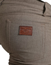 Dolce & Gabbana Brown Cotton Stretch Skinny Men Pants