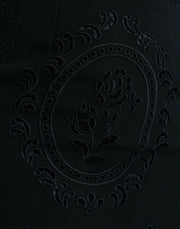 Dolce & Gabbana Black Floral Lace Viscose Bodycon Midi Dress