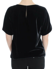 Dolce & Gabbana Black velvet shortsleeved blouse