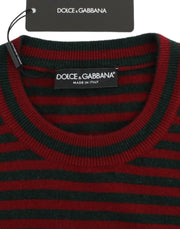 Dolce & Gabbana Red Gray Cashmere Short Sleeve Sweater