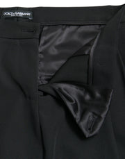 Dolce & Gabbana Black Wool High Waist Cropped Tapered Pants