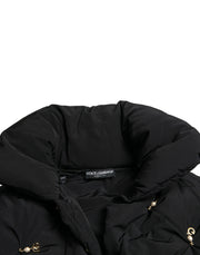Dolce & Gabbana Black Embellished Quilted Shell Bomber Jacket