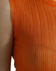 Dolce & Gabbana Orange See Through Crew Neck Blouse Tank Top