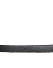 Dolce & Gabbana Gold Leather Jacquard Silver Metal Buckle Belt