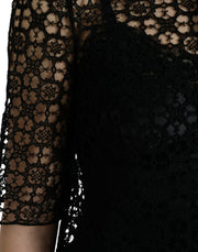 Dolce & Gabbana Black Floral Lace Short Sleeves Blouse Top