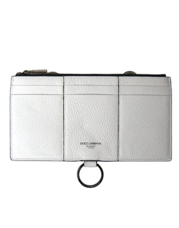 Dolce & Gabbana White Calfskin Leather Large Crossbody Card Holder Wallet