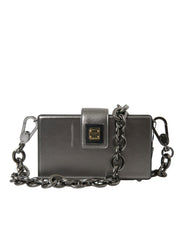 Dolce & Gabbana Metallic Gray Calfskin Leather DG BOX Shoulder Bag