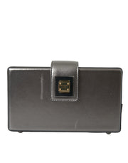 Dolce & Gabbana Metallic Gray Calfskin Leather DG BOX Shoulder Bag