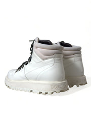 Dolce & Gabbana White Vulcano Trekking Ankle Boots Shoes