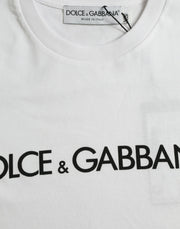 Dolce & Gabbana White Logo Print Cotton Crew Neck T-shirt