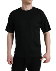 Dolce & Gabbana Black Logo Embossed Crew Neck Short Sleeves T-shirt
