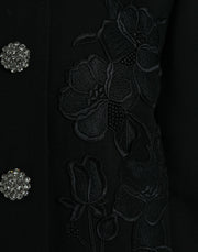 Dolce & Gabbana Black Floral Wool Button Embellished Jacket