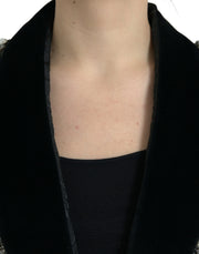 Dolce & Gabbana Black Crystal Embellished Overcoat Jacket