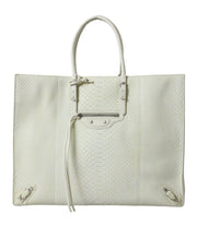 Balenciaga White Yellow Exotic Skin Leather Shopping Tote PAPIER Bag