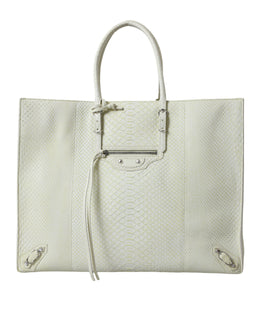 Balenciaga White Yellow Exotic Skin Leather Shopping Tote PAPIER Bag