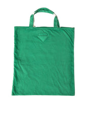Prada Green Jersey Fabric Logo Shoulder Shopping Tote Shopping Bag