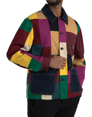 Dolce & Gabbana Multicolor Patchwork Cotton Collared Jacket