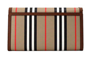 Burberry Hannah Icon Stripe Archive Tan E-Canvas Leather Wallet Crossbody Bag