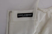 Dolce & Gabbana White Wool Stretch Brooch Shift Dress