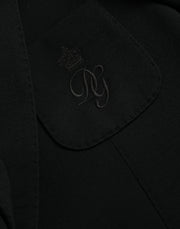 Dolce & Gabbana Black Wool Notch Single Breasted Coat Blazer