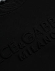 Dolce & Gabbana Black Cotton Long Sleeves Sweatshirt Sweater