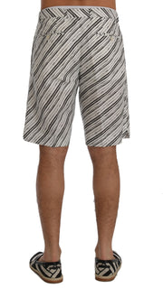 Dolce & Gabbana White Black Striped Casual Shorts