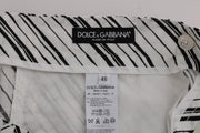 Dolce & Gabbana White Black Striped Casual Shorts
