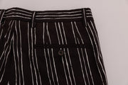 Dolce & Gabbana Bordeaux White Striped Hemp Casual Shorts