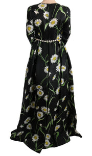 Dolce & Gabbana Multicolor Silk Sunflower Print Long Maxi Dress