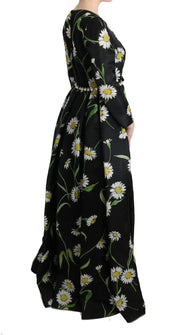 Dolce & Gabbana Multicolor Silk Sunflower Print Long Maxi Dress