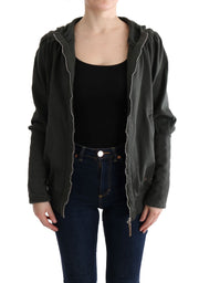 Exte Gray Top Hooded Cotton Zipper Sweater