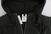 Exte Gray Top Hooded Cotton Zipper Sweater