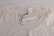 MARGHI LO' White 100% Lana Wool Top Blouse T-shirt