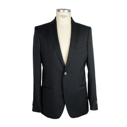 Made in Italy Black Wool Two-Piece Suit