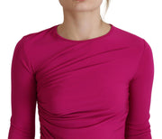 Dsquared² Fuchsia Viscose Long Sleeves Ruched Mini Dress