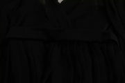 Dolce & Gabbana Black Mesh Pleated Mini Silk Blend Dress