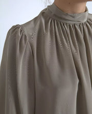 Dolce & Gabbana Gray Mock Neck Long Sleeves Top Blouse